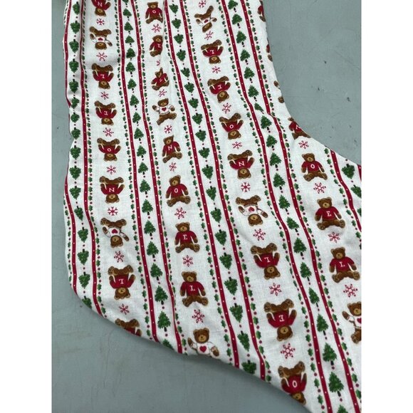 handmade Christmas stocking bear snowflake heart tree design red green 15" READ - Picture 3 of 6